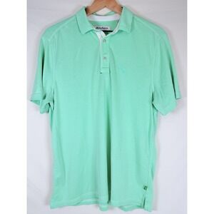 Tommy Bahama Polo Shirt Mens M Mint Green Tencel Modal Marlin Golf Short Sleeve